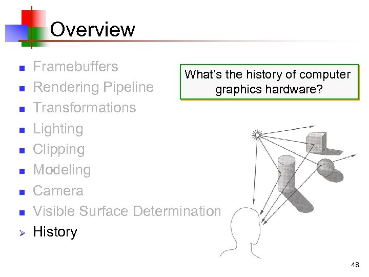 Overview n n n n Ø Framebuffers What’s the history of computer Rendering Pipeline