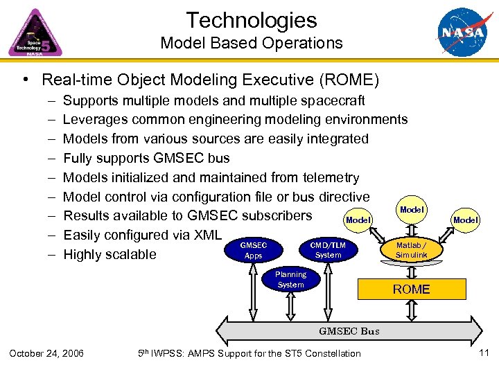 Technologies Model Based Operations • Real-time Object Modeling Executive (ROME) – – – –