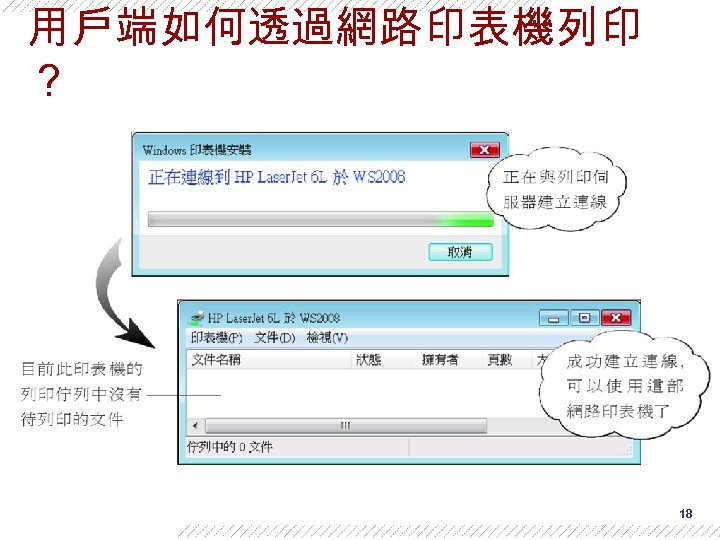 用戶端如何透過網路印表機列印 ？ 18 