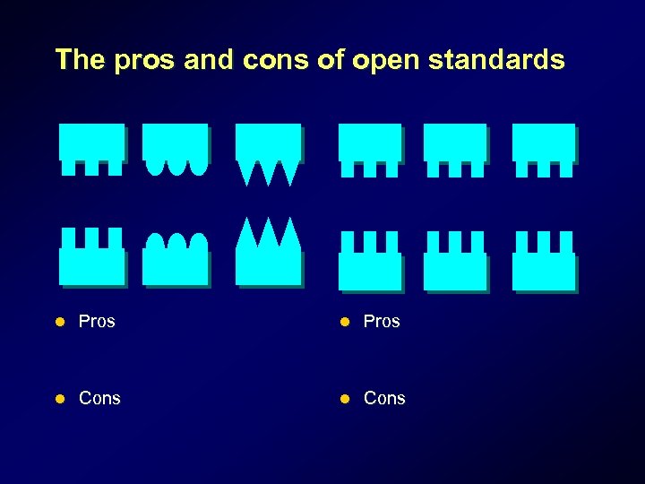 The pros and cons of open standards l Pros l Cons 