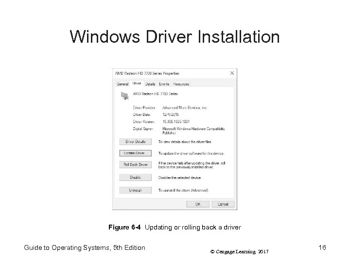 Windows Driver Installation Figure 6 -4 Updating or rolling back a driver Guide to