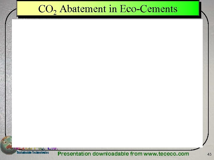 CO 2 Abatement in Eco-Cements Presentation downloadable from www. tececo. com 43 