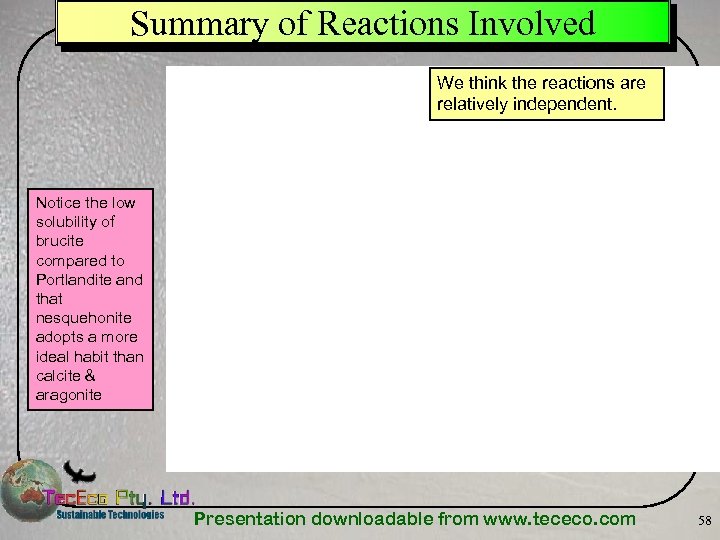 Summary of Reactions Involved We think the reactions are relatively independent. Notice the low