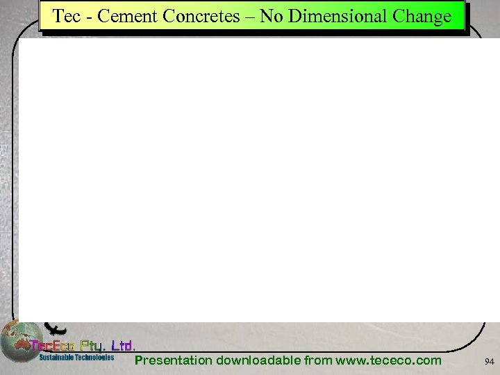 Tec - Cement Concretes – No Dimensional Change Presentation downloadable from www. tececo. com