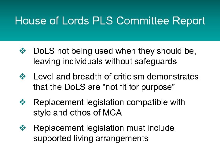 House of Lords PLS Committee Report v Do. LS not being used when they