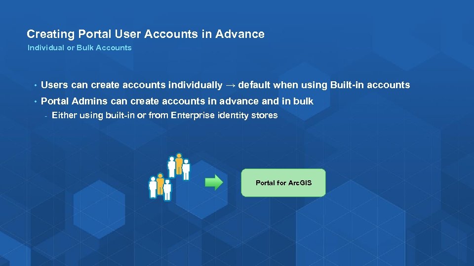 Creating Portal User Accounts in Advance Individual or Bulk Accounts • Users can create