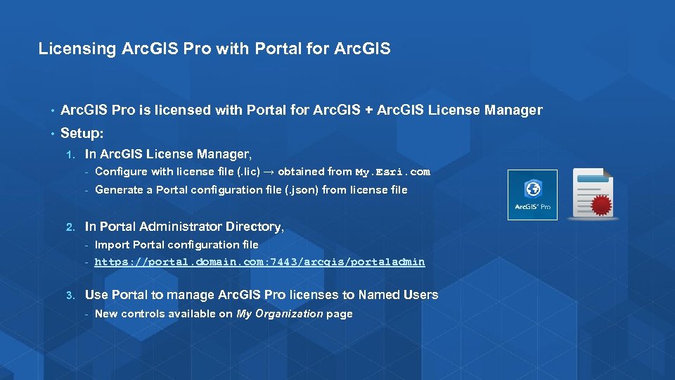 Licensing Arc. GIS Pro with Portal for Arc. GIS • Arc. GIS Pro is