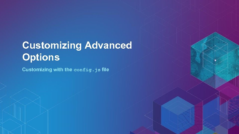 Customizing Advanced Options Customizing with the config. js file 