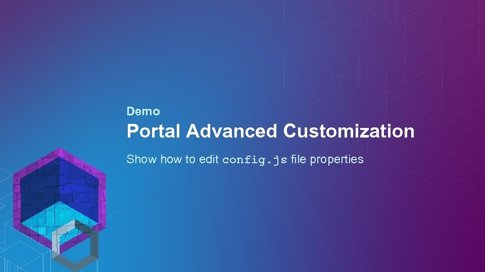 Demo Portal Advanced Customization Show to edit config. js file properties 