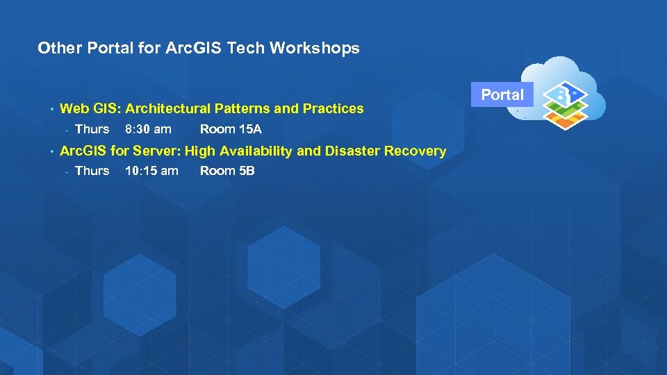 Other Portal for Arc. GIS Tech Workshops • Web GIS: Architectural Patterns and Practices
