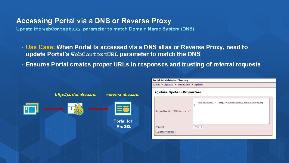 Accessing Portal via a DNS or Reverse Proxy Update the Web. Context. URL parameter