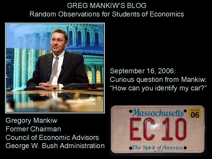 GREG MANKIW’S BLOG Random Observations for Students of Economics September 16, 2006: Curious question