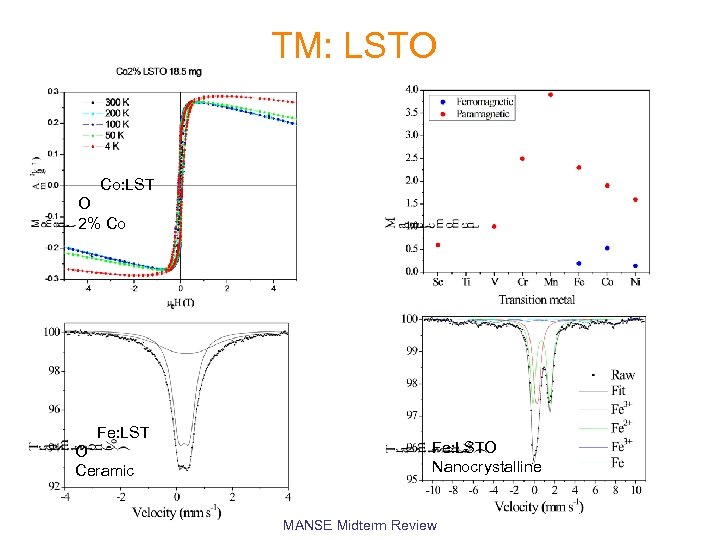 TM: LSTO Co: LST O 2% Co Fe: LST O Ceramic Fe: LSTO Nanocrystalline