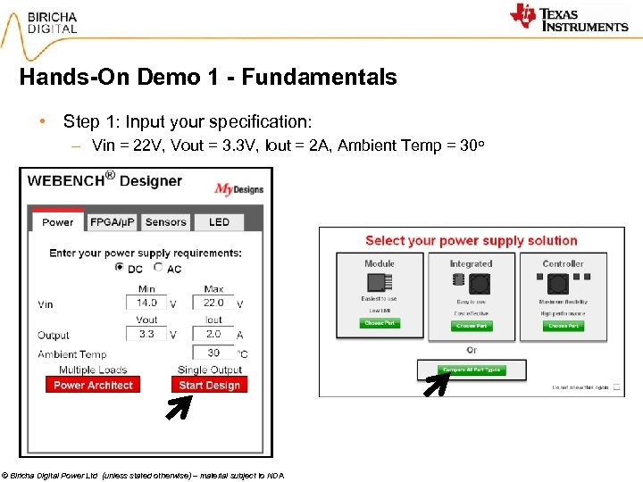 Hands-On Demo 1 - Fundamentals • Step 1: Input your specification: – Vin =