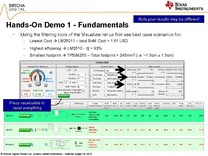 Hands-On Demo 1 - Fundamentals • Note your results may be different Using the