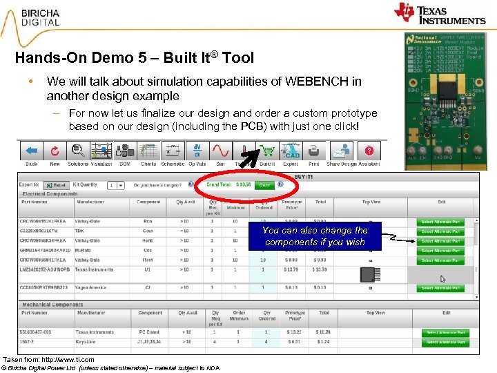 Hands-On Demo 5 – Built It® Tool • We will talk about simulation capabilities