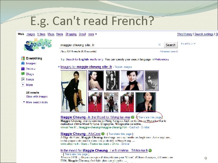 E. g. Can't read French? 13 