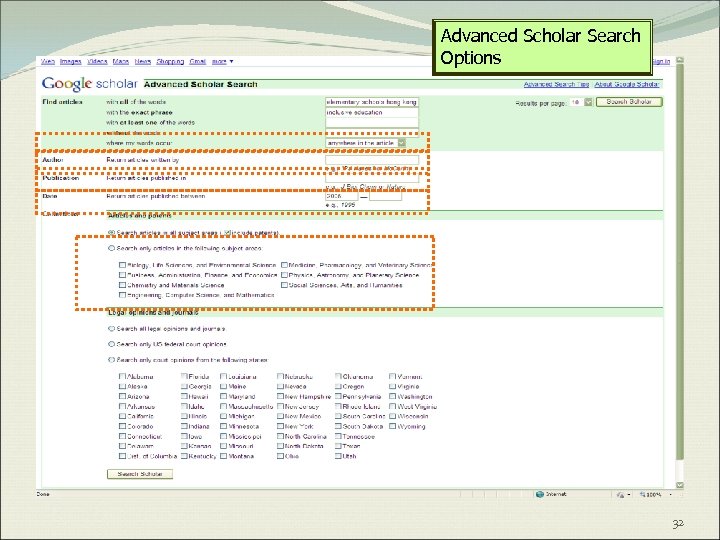Advanced Scholar Search Options 32 