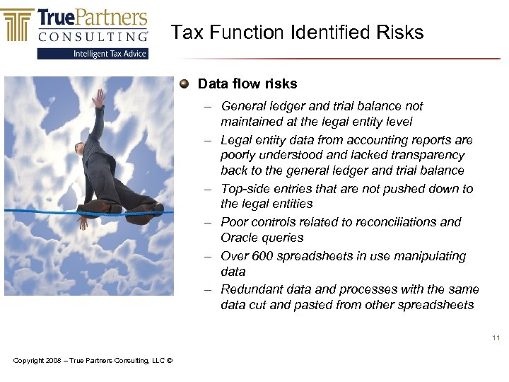 Tax Function Identified Risks Data flow risks – General ledger and trial balance not