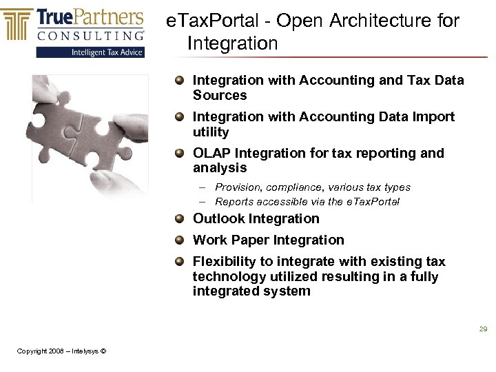 e. Tax. Portal - Open Architecture for Integration with Accounting and Tax Data Sources
