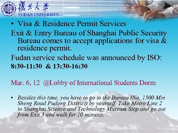  • Visa & Residence Permit Services Exit & Entry Bureau of Shanghai Public