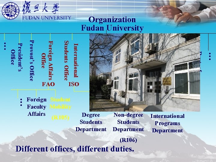 Organization Fudan University ISO … Foreign Student Faculty Mobility Affairs (R 105) Degree Students