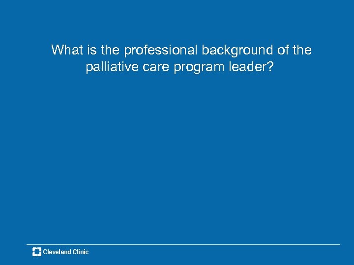 What is the professional background of the palliative care program leader? 