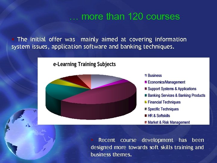 … more than 120 courses § The initial offer was mainly aimed at covering