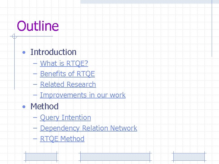 Outline • Introduction – What is RTQE? – Benefits of RTQE – Related Research