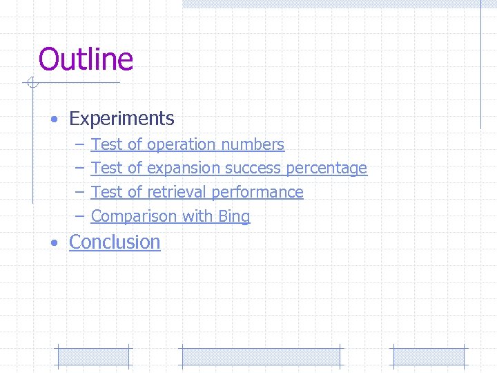 Outline • Experiments – Test of operation numbers – Test of expansion success percentage