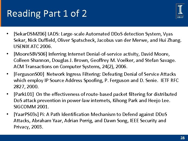 Reading Part 1 of 2 • [Sekar. DSMZ 06] LADS: Large-scale Automated DDo. S