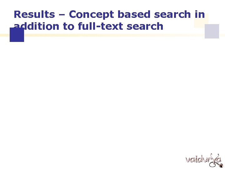 Results – Concept based search in addition to full-text search 