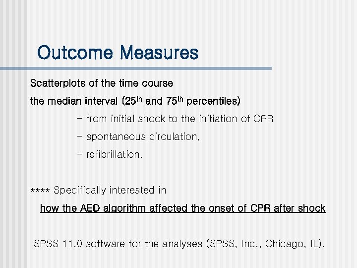 Outcome Measures Scatterplots of the time course the median interval (25 th and 75