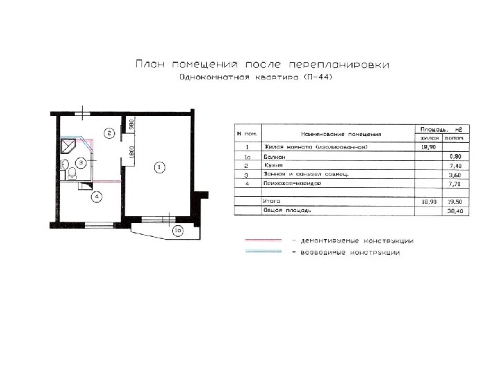 П44т размер кухни в однокомнатной квартире