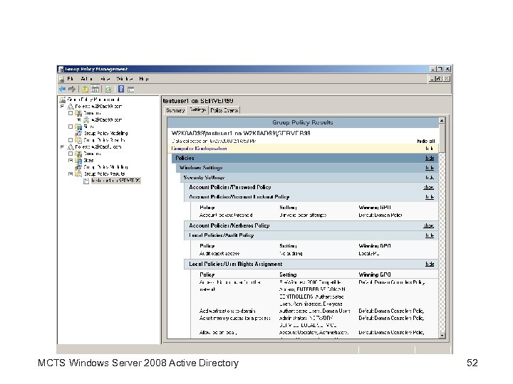 MCTS Windows Server 2008 Active Directory 52 