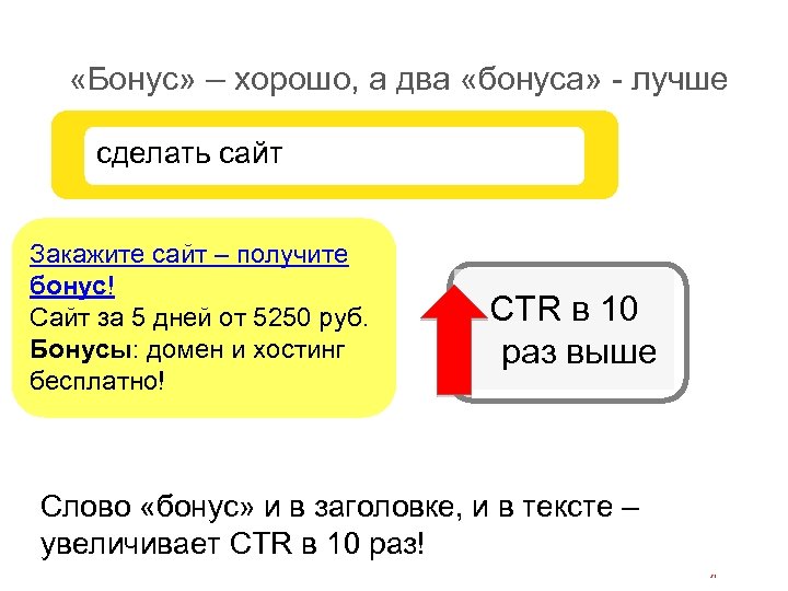  «Бонус» – хорошо, а два «бонуса» - лучше сделать сайт Закажите сайт –