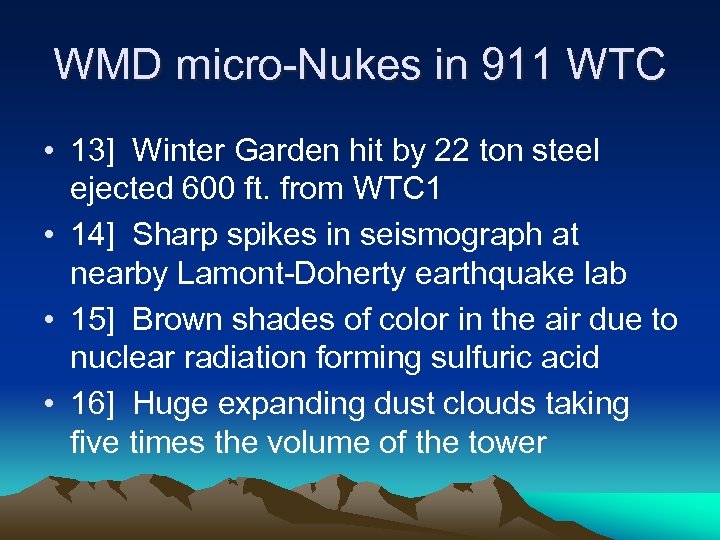 WMD micro-Nukes in 911 WTC • 13] Winter Garden hit by 22 ton steel