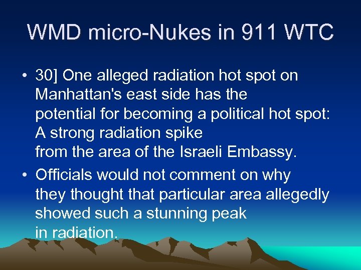 WMD micro-Nukes in 911 WTC • 30] One alleged radiation hot spot on Manhattan's
