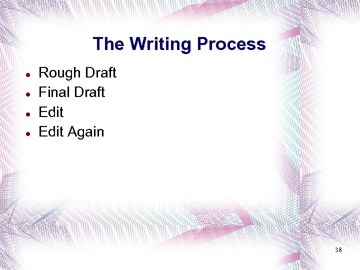 The Writing Process Rough Draft Final Draft Edit Again 38 