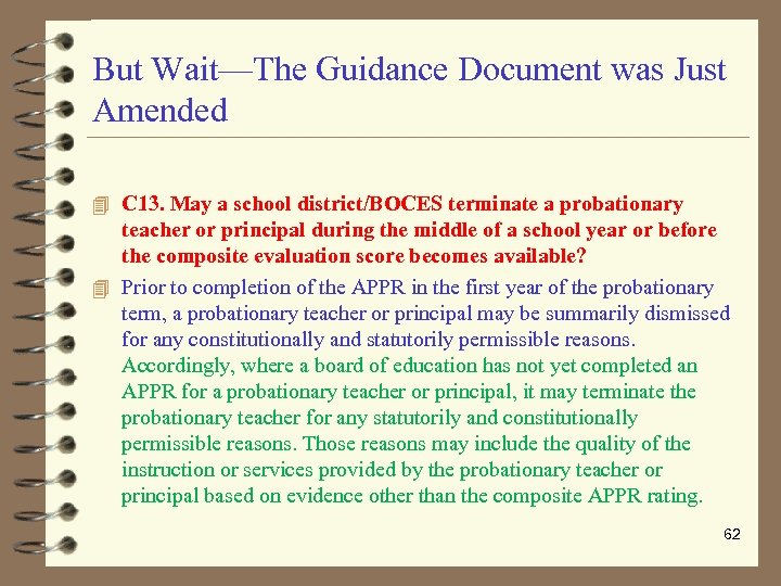 But Wait—The Guidance Document was Just Amended 4 C 13. May a school district/BOCES