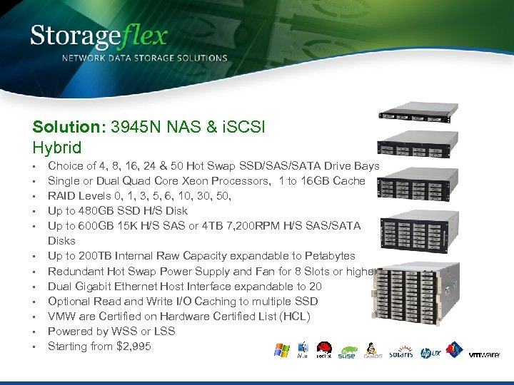 Solution: 3945 N NAS & i. SCSI Hybrid • • • Choice of 4,