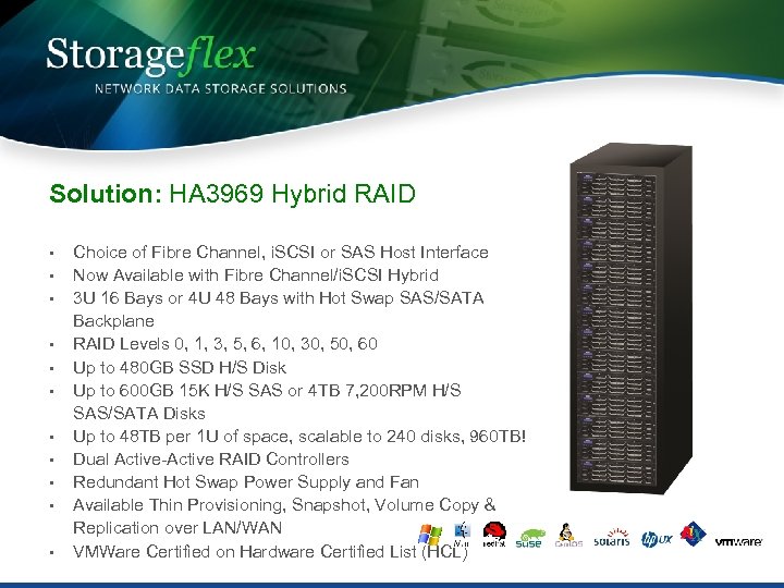 Solution: HA 3969 Hybrid RAID • • • Choice of Fibre Channel, i. SCSI