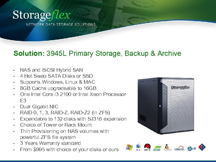 Solution: 3945 L Primary Storage, Backup & Archive • • • NAS and i.