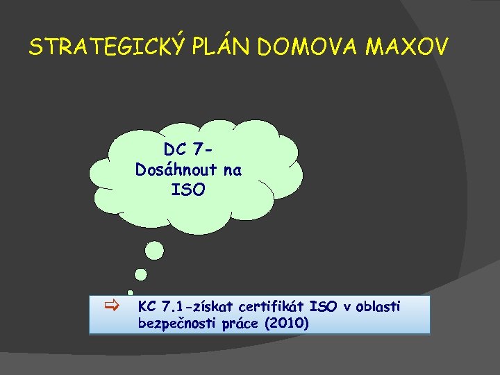 STRATEGICKÝ PLÁN DOMOVA MAXOV DC 7 Dosáhnout na ISO [ KC 7. 1 -získat