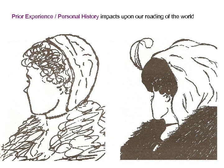 Prior Experience / Personal History impacts upon our reading of the world 