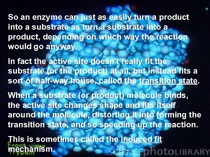 So an enzyme can just as easily turn a product into a substrate as