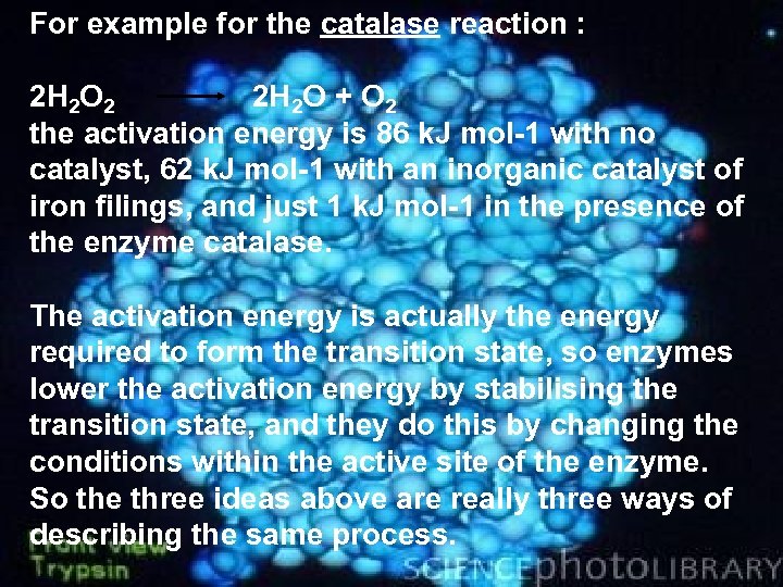 For example for the catalase reaction : 2 H 2 O 2 2 H