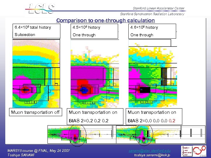 Comparison to one-through calculation 6. 4× 108 total history 4. 5× 108 history 4.