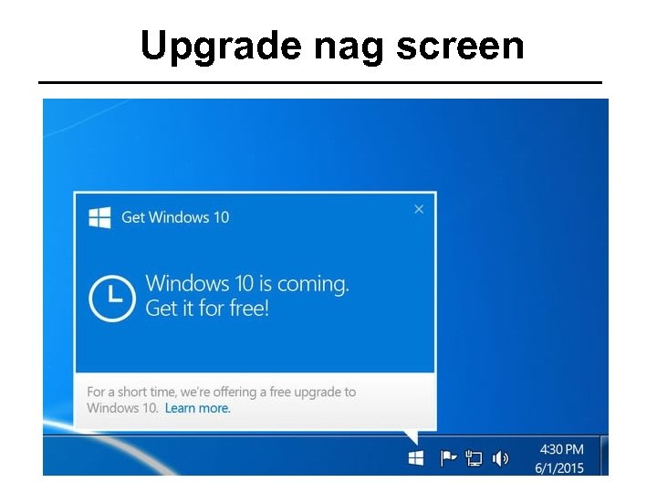 Upgrade nag screen 