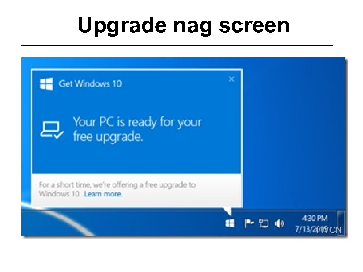 Upgrade nag screen 